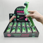 Green Horse Stress Relief Toy: Squeeze, Stretch, and Squish Your Worries Away – Cute Desktop Decor for Anxiety Relief, Fun Parent-Child Interaction, and Office Desk Fidget Play (3PCS)