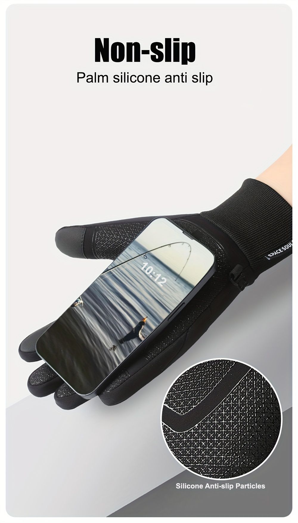 Winter Thermal Touchscreen Gloves for Outdoor Sports – Windproof, Fleece-Lined, Anti-Slip, Compatible with Running, Cycling, Fishing, Skiing, and Daily Cold-Weather Activities (L)