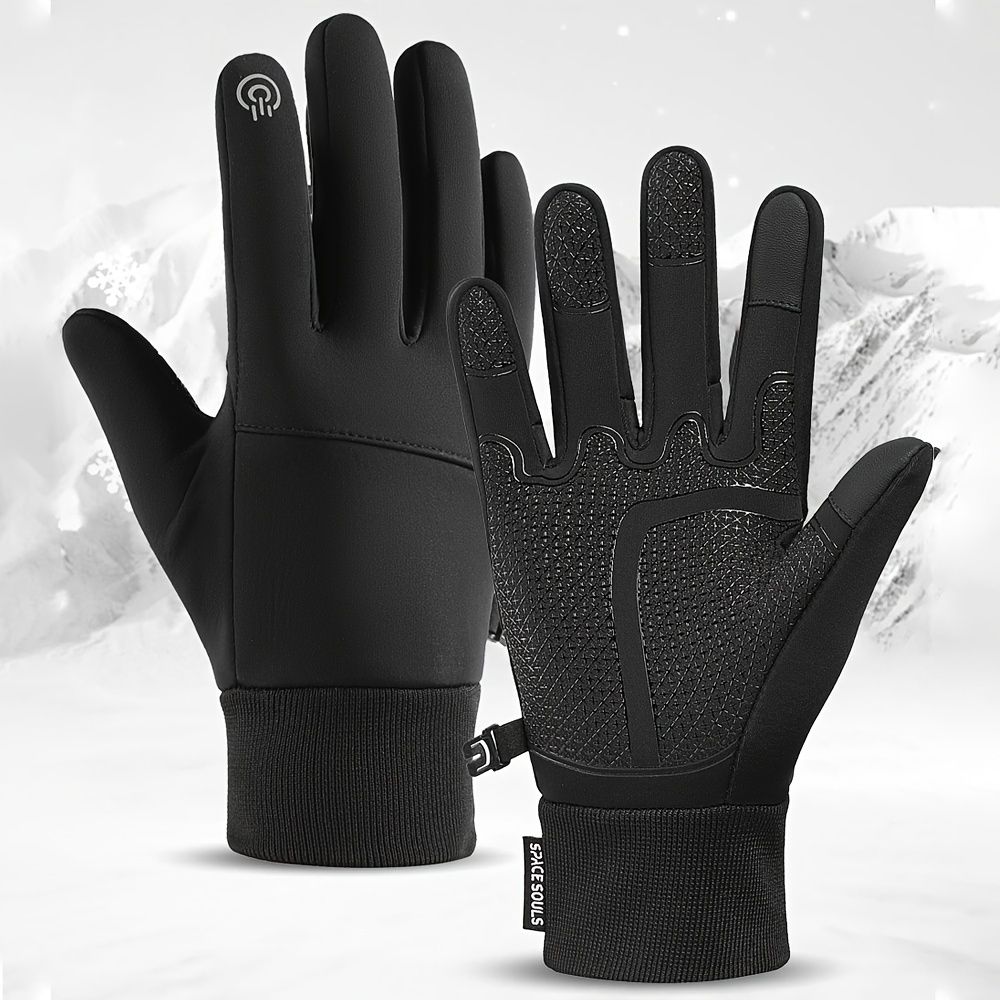 Winter Thermal Touchscreen Gloves for Outdoor Sports – Windproof, Fleece-Lined, Anti-Slip, Compatible with Running, Cycling, Fishing, Skiing, and Daily Cold-Weather Activities (M)