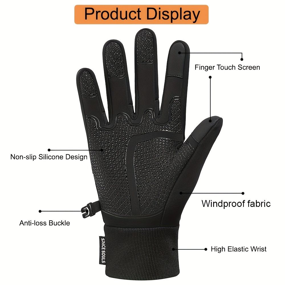 Winter Thermal Touchscreen Gloves for Outdoor Sports – Windproof, Fleece-Lined, Anti-Slip, Compatible with Running, Cycling, Fishing, Skiing, and Daily Cold-Weather Activities (M)