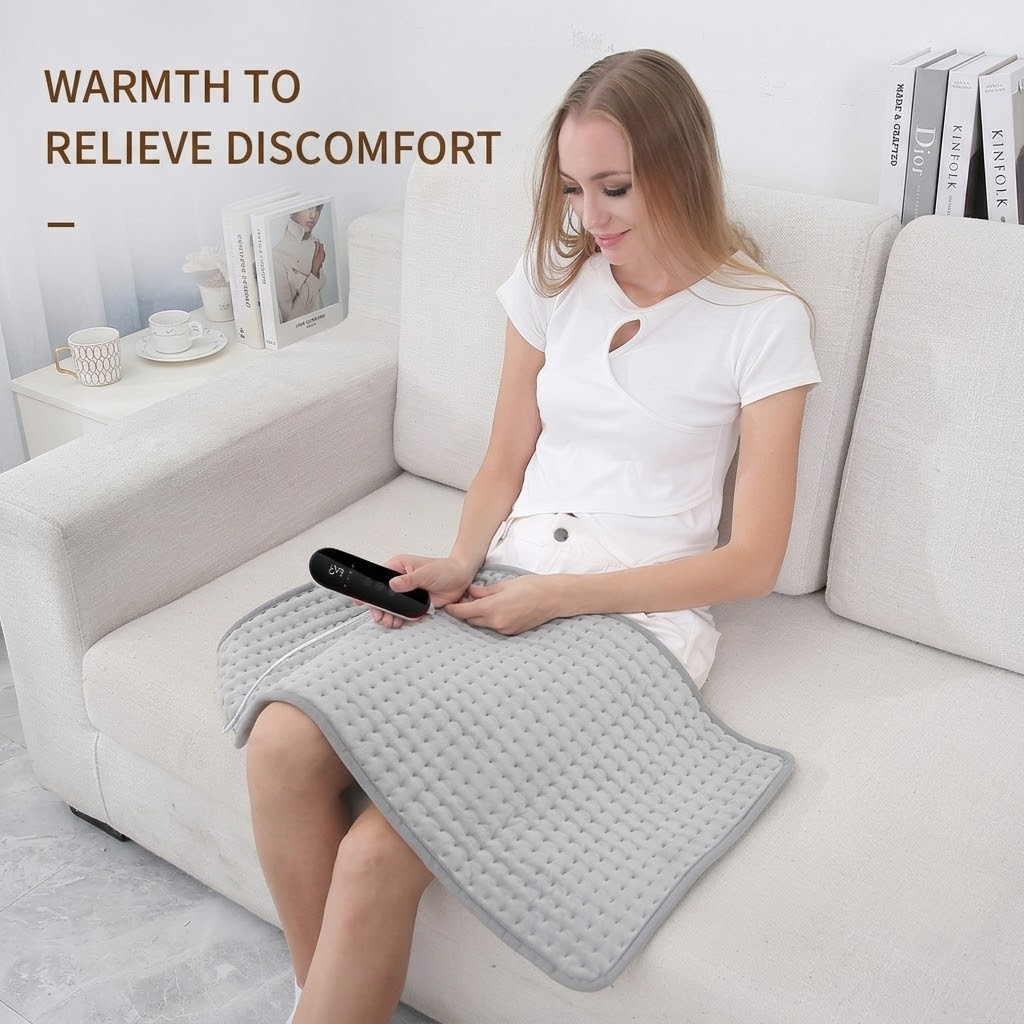 Multifunctional Electric Heating Pad with Adjustable Temperature Control, Soft Flannel Fabric for Shoulder, Neck, Back, and Leg Relief, Ideal for Home and Office Use (L)