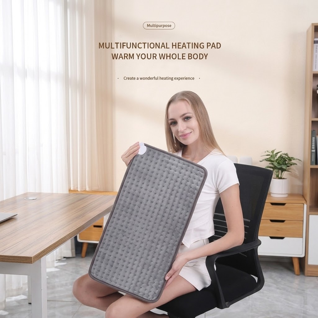 Multifunctional Electric Heating Pad with Adjustable Temperature Control, Soft Flannel Fabric for Shoulder, Neck, Back, and Leg Relief, Ideal for Home and Office Use (M)