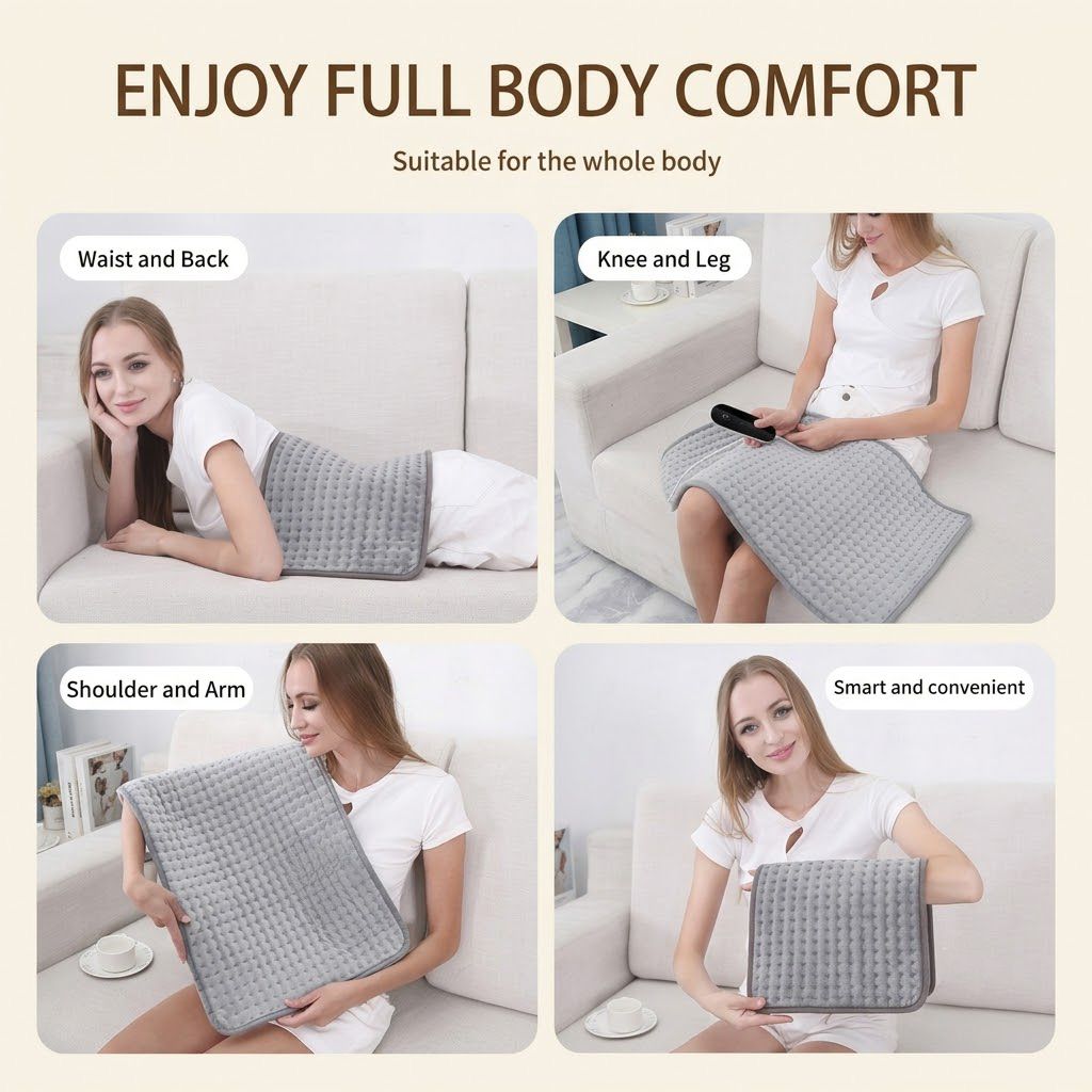 Multifunctional Electric Heating Pad with Adjustable Temperature Control, Soft Flannel Fabric for Shoulder, Neck, Back, and Leg Relief, Ideal for Home and Office Use (S)