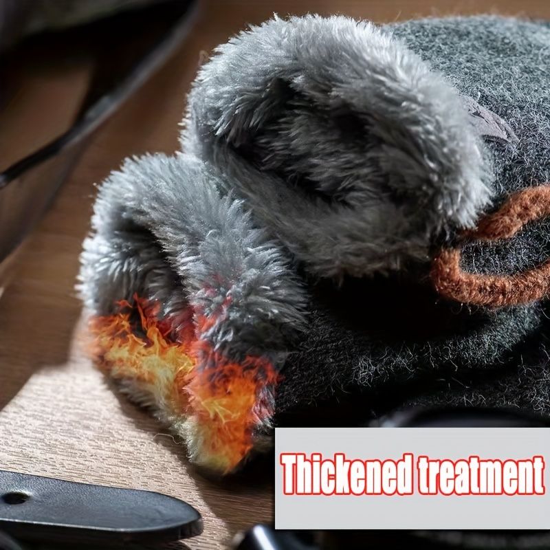 Men's Thick Knitted Flip-Top Gloves with Plush Lining, Convertible Design for Touchscreen Use, Winter Warmth for Outdoor Activities and Daily Commute (Blue)