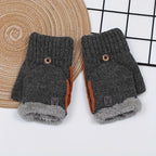 Men's Thick Knitted Flip-Top Gloves with Plush Lining, Convertible Design for Touchscreen Use, Winter Warmth for Outdoor Activities and Daily Commute (Lightgray)