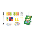 3-in-1 Kids Golf Putting & Tossing Game Set for Indoor/Outdoor Family Fun – Includes Stainless Steel Putter, Cloth Mat, Soft Balls, Beanbags, and Rings for Interactive Play (A)
