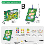 3-in-1 Kids Golf Putting & Tossing Game Set for Indoor/Outdoor Family Fun – Includes Stainless Steel Putter, Cloth Mat, Soft Balls, Beanbags, and Rings for Interactive Play (A)