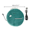 New Winter USB Heated Seat Cushion, Round Cartoon Pad for Office and Outdoor Use, Constant Temperature, Cute Cat, Bear, Dinosaur or Owl Design, Powered by USB (Green Dinosaur)