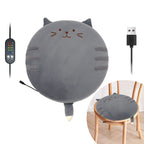 New Winter USB Heated Seat Cushion, Round Cartoon Pad for Office and Outdoor Use, Constant Temperature, Cute Cat, Bear, Dinosaur or Owl Design, Powered by USB (Pink Cat)