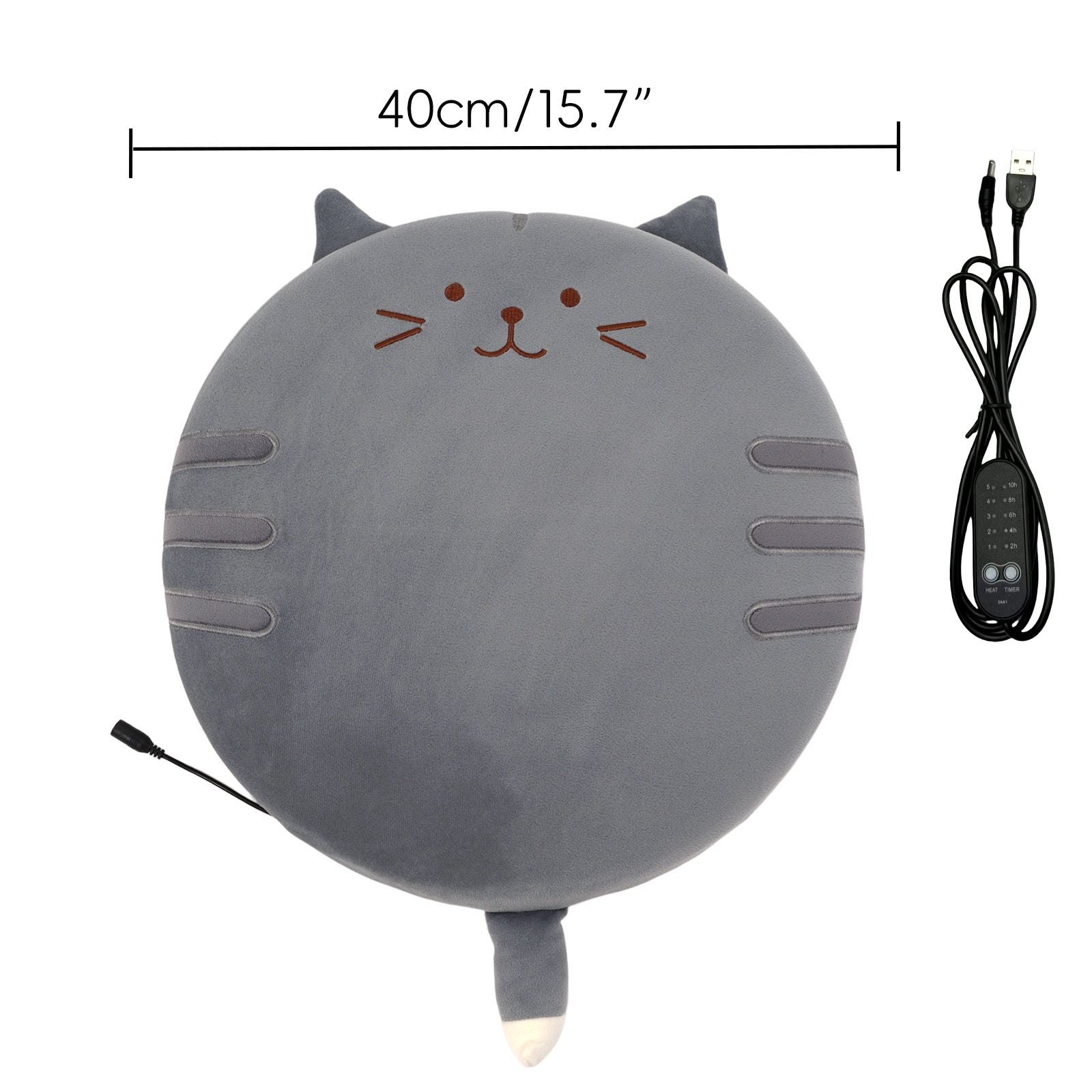 New Winter USB Heated Seat Cushion, Round Cartoon Pad for Office and Outdoor Use, Constant Temperature, Cute Cat, Bear, Dinosaur or Owl Design, Powered by USB (Pink Cat)