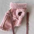 Cozy Pet Winter Vest with Leash Loop: Faux Suede & Plush Fleece Warm Coat for Small Dogs, Cats, and Puppies – Perfect for Autumn, Winter Walks, and Indoor Comfort (L, Pink)(Leash not included)