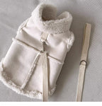 Cozy Pet Winter Vest with Leash Loop: Faux Suede & Plush Fleece Warm Coat for Small Dogs, Cats, and Puppies – Perfect for Autumn, Winter Walks, and Indoor Comfort (XL, Brown)(Leash not included)