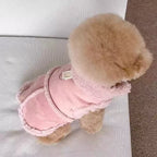 Cozy Pet Winter Vest with Leash Loop: Faux Suede & Plush Fleece Warm Coat for Small Dogs, Cats, and Puppies – Perfect for Autumn, Winter Walks, and Indoor Comfort (XL, Pink)(Leash not included)