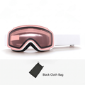 Kids Snow Goggles with Dual Layer Anti-Fog Cylindrical Lenses, TPU Frame and Adjustable Strap for Skiing, Snowboarding, Cycling and Outdoor Mountaineering (Pink)