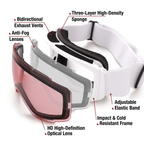 Kids Snow Goggles with Dual Layer Anti-Fog Cylindrical Lenses, TPU Frame and Adjustable Strap for Skiing, Snowboarding, Cycling and Outdoor Mountaineering (Pink)