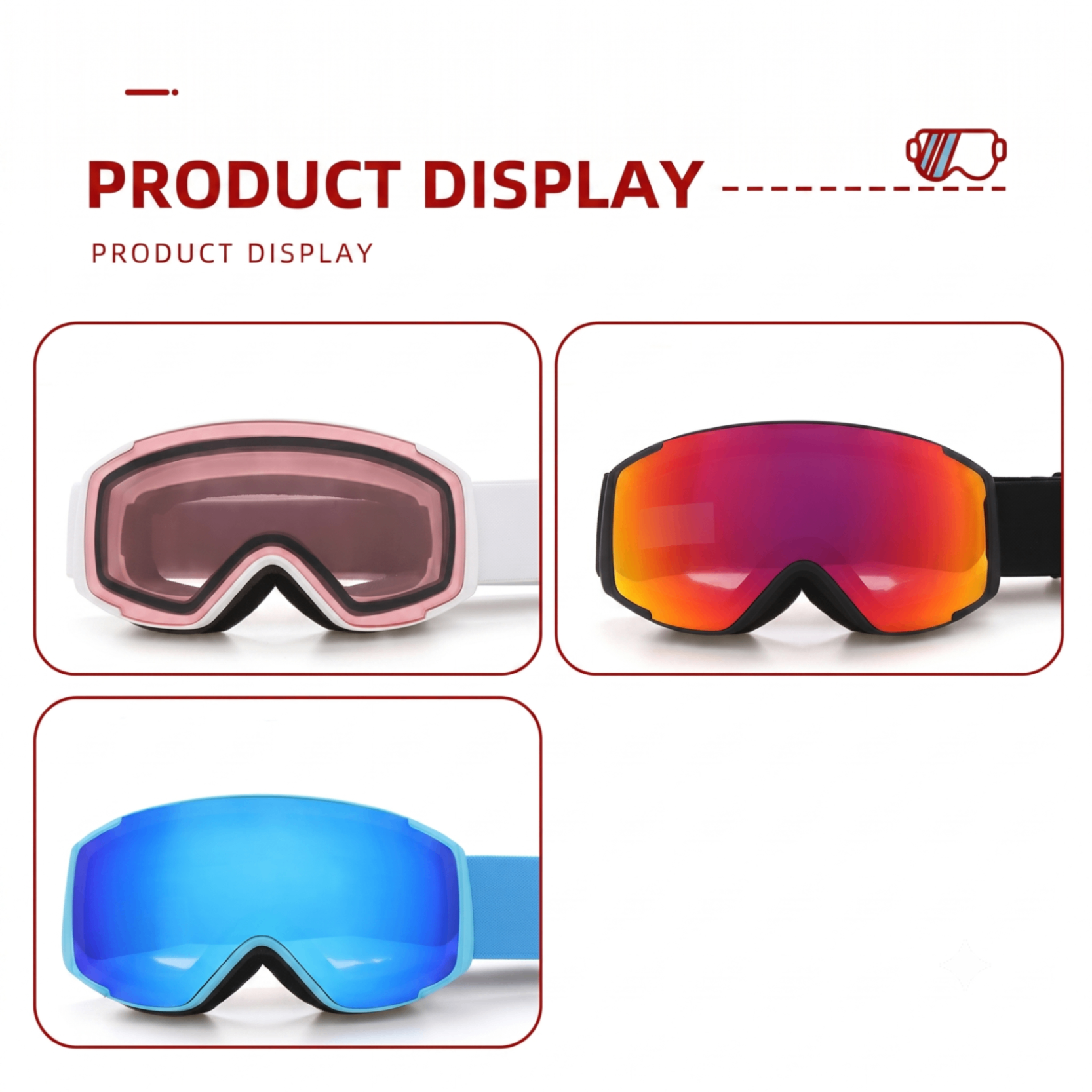 Kids Snow Goggles with Dual Layer Anti-Fog Cylindrical Lenses, TPU Frame and Adjustable Strap for Skiing, Snowboarding, Cycling and Outdoor Mountaineering (Pink)
