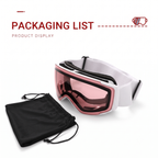 Kids Snow Goggles with Dual Layer Anti-Fog Cylindrical Lenses, TPU Frame and Adjustable Strap for Skiing, Snowboarding, Cycling and Outdoor Mountaineering (Red)