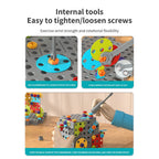 DIY Creative Screw Puzzle Building Block Table Set for Kids Ages 3+ – Educational STEM Toy with Colorful Plastic Pieces, Tools, and Bonus Drawing Board for Home Play and Skill Development (379PCS, Dinosaur)