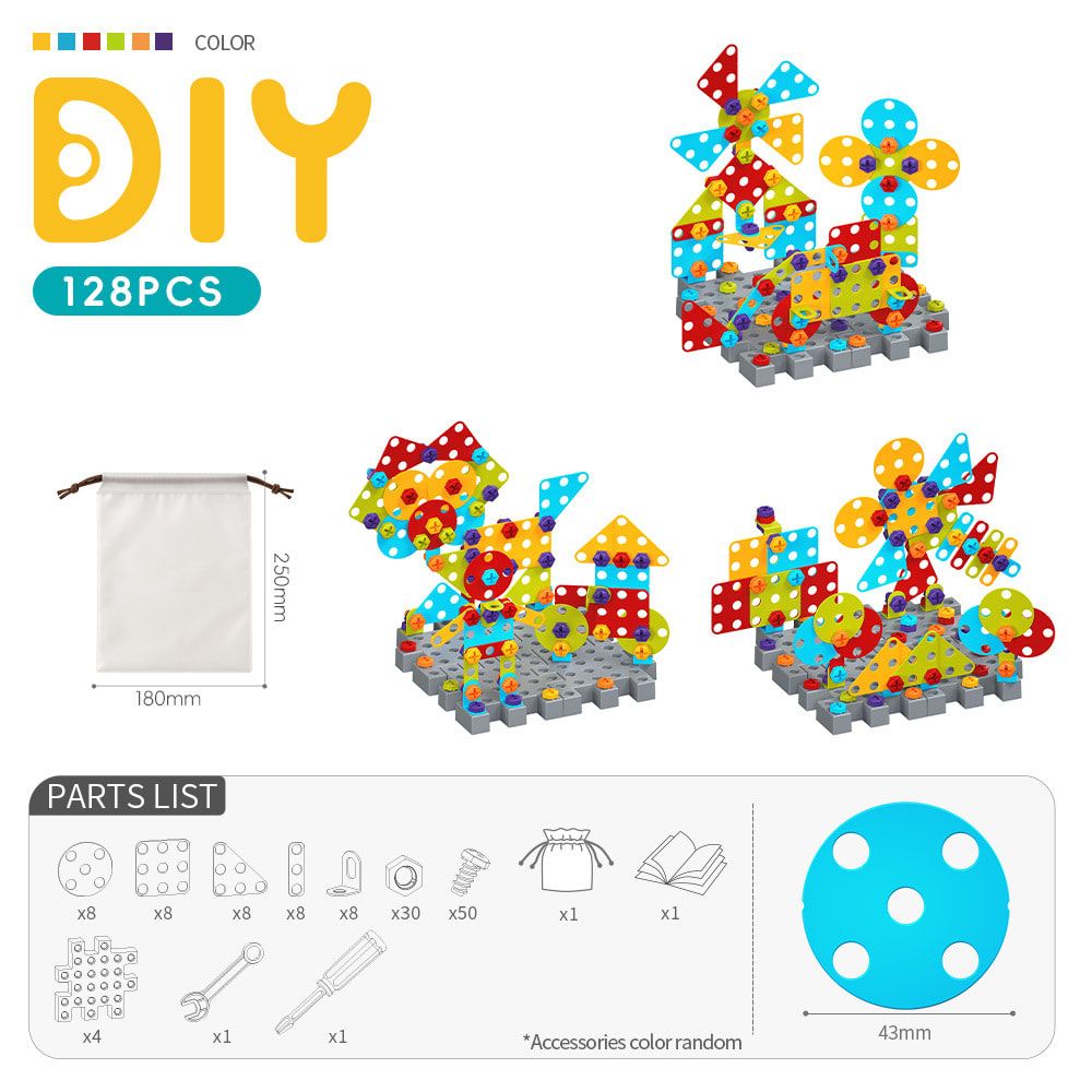 DIY Creative Screw Puzzle Building Block Table Set for Kids Ages 3+ – Educational STEM Toy with Colorful Plastic Pieces, Tools, and Bonus Drawing Board for Home Play and Skill Development (752PCS, Engineering)