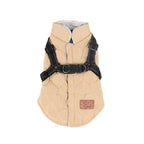 Premium Winter Dog Coat with Built-in Harness, Water-Resistant Puffer Vest for Small & Medium Breeds, Reflective Safety Straps, and Fleece Lining for Warmth and Outdoor Adventures (S, Brown)