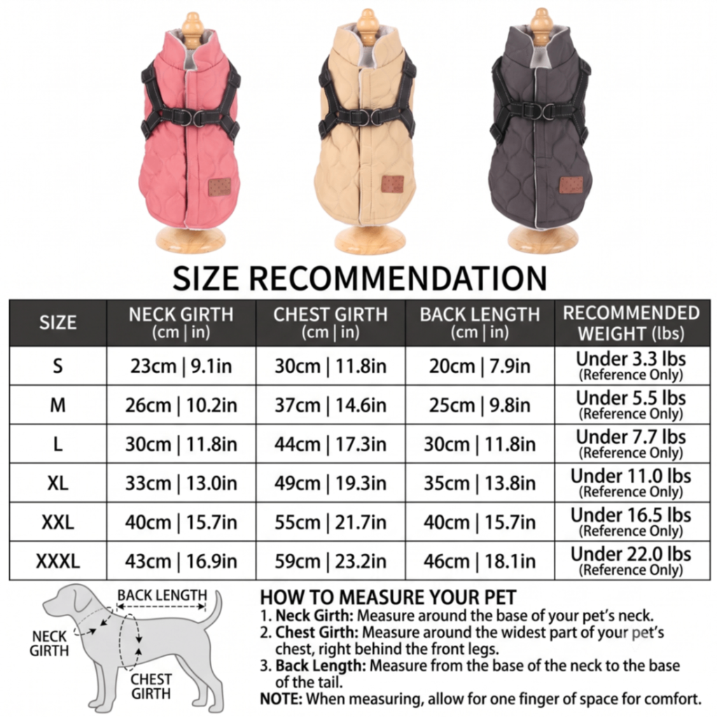 Premium Winter Dog Coat with Built-in Harness, Water-Resistant Puffer Vest for Small & Medium Breeds, Reflective Safety Straps, and Fleece Lining for Warmth and Outdoor Adventures (S, Pink)