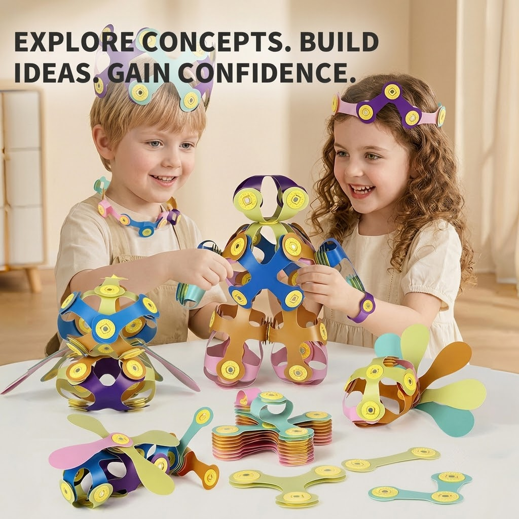 Kids 3D Soft Magnetic Building Tiles Toy Set, Creative DIY Puzzle Blocks for Ages 3+ - Develops Fine Motor Skills & Imagination, Ideal Birthday Gift for Girls, Home Play STEM Learning Kit (32PCS)