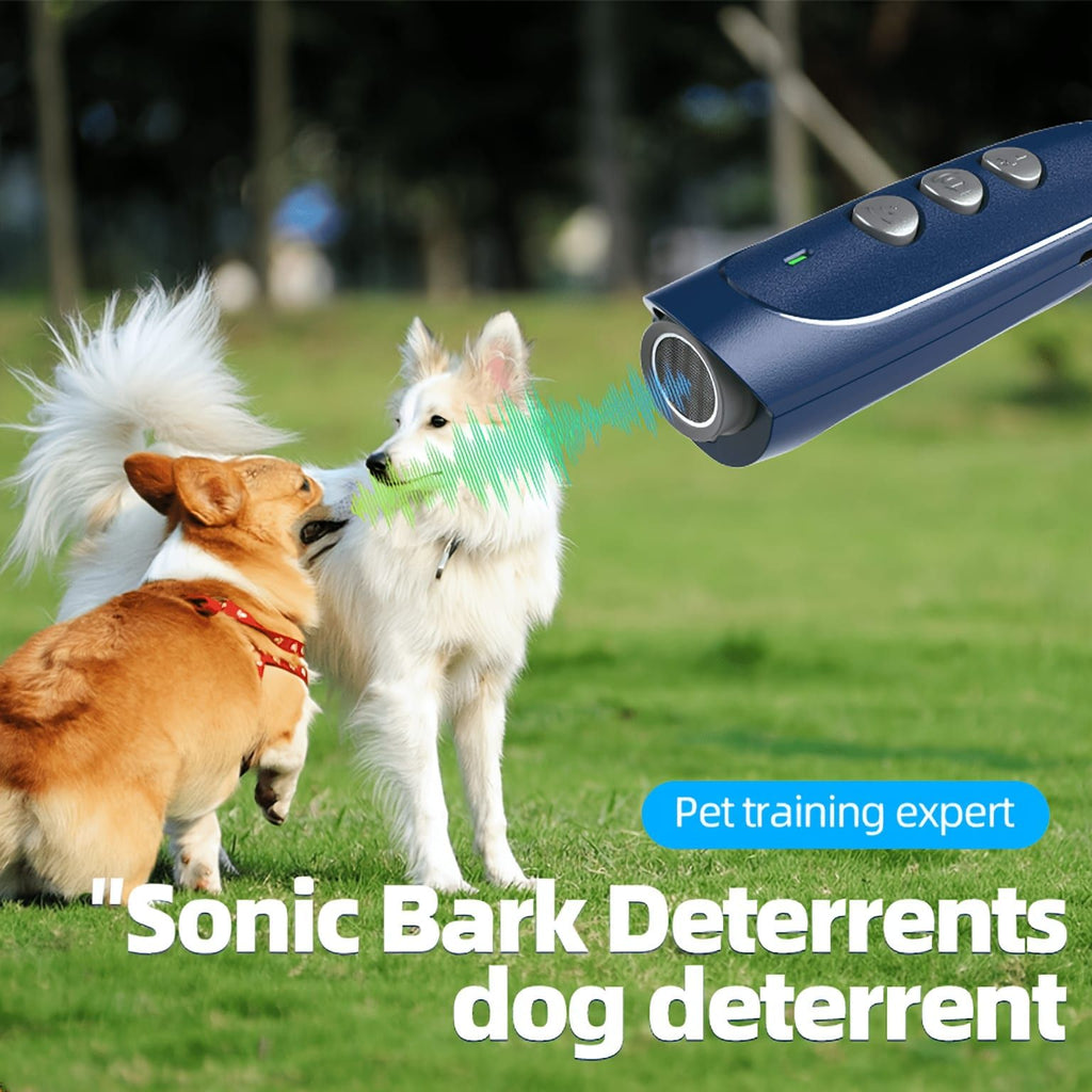 Handheld Ultrasonic Anti-Barking Training Device for Dogs, Safe and Humane Deterrent with LED Light, Indoor and Outdoor Use (Navy)
