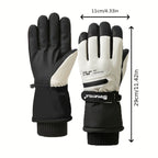 Winter Full-Finger Touchscreen Thermal Gloves for Skiing, Hiking, Cycling, and Outdoor Activities – Unisex Waterproof, Windproof, and Warm Design with Anti-Slip Grip and Adjustable Wrist Strap (Black)