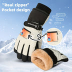 Winter Full-Finger Touchscreen Thermal Gloves for Skiing, Hiking, Cycling, and Outdoor Activities – Unisex Waterproof, Windproof, and Warm Design with Anti-Slip Grip and Adjustable Wrist Strap (Black)