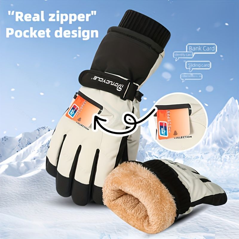 Winter Full-Finger Touchscreen Thermal Gloves for Skiing, Hiking, Cycling, and Outdoor Activities – Unisex Waterproof, Windproof, and Warm Design with Anti-Slip Grip and Adjustable Wrist Strap (Pink)