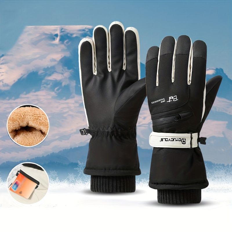 Winter Full-Finger Touchscreen Thermal Gloves for Skiing, Hiking, Cycling, and Outdoor Activities – Unisex Waterproof, Windproof, and Warm Design with Anti-Slip Grip and Adjustable Wrist Strap (Pink)