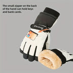 Winter Full-Finger Touchscreen Thermal Gloves for Skiing, Hiking, Cycling, and Outdoor Activities – Unisex Waterproof, Windproof, and Warm Design with Anti-Slip Grip and Adjustable Wrist Strap (SkyBlue)