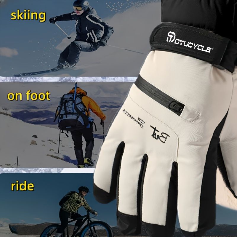 Winter Full-Finger Touchscreen Thermal Gloves for Skiing, Hiking, Cycling, and Outdoor Activities – Unisex Waterproof, Windproof, and Warm Design with Anti-Slip Grip and Adjustable Wrist Strap (SkyBlue)