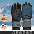Winter Full-Finger Touchscreen Thermal Gloves for Skiing, Hiking, Cycling, and Outdoor Activities – Unisex Waterproof, Windproof, and Warm Design with Anti-Slip Grip and Adjustable Wrist Strap (SkyBlue)