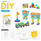 Creative DIY Puzzle Building Blocks Set for Kids Ages 3+ – Colorful Snap-Together Squares for Early Learning, Alphabet & Number Recognition, and Fun 3D Shape Construction at Home (153PCS)