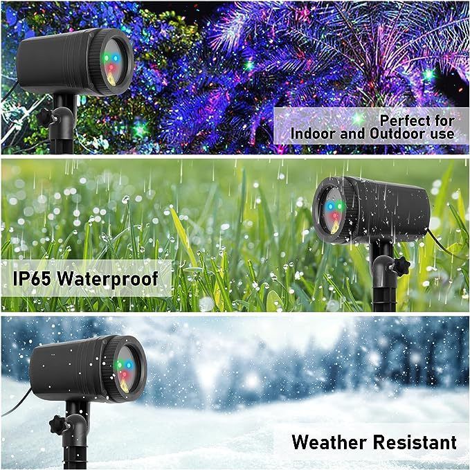 Outdoor Waterproof Laser Projection Light with RGB Dynamic Starry Sky Effect – Ideal for Garden, Lawn, Patio, Christmas Tree, and Party Decoration with Remote Control and Timer (White)