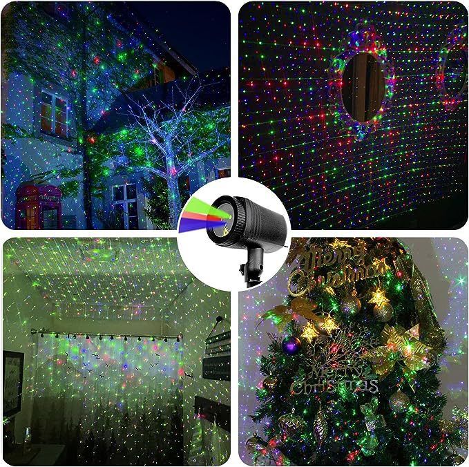Outdoor Waterproof Laser Projection Light with RGB Dynamic Starry Sky Effect – Ideal for Garden, Lawn, Patio, Christmas Tree, and Party Decoration with Remote Control and Timer (White)