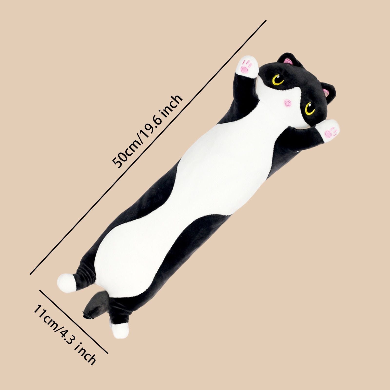 USB-Powered Cartoon Cat Heating Pad, Plush Kitten Warm Pillow for Waist, Neck, Shoulder Relief, Cute Black-and-White Cow Cat Design with Adjustable Temperature and Timer