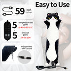 USB-Powered Cartoon Cat Heating Pad, Plush Kitten Warm Pillow for Waist, Neck, Shoulder Relief, Cute Black-and-White Cow Cat Design with Adjustable Temperature and Timer