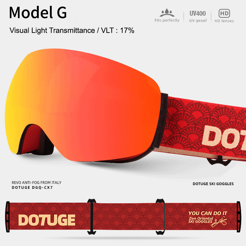 Magnetic Ski Goggles with HD Anti-Fog Spherical Lens, UV400 Protection for Snow Sports, Compatible with Eyewear, Ideal for Skiing and Mountain Climbing (A)