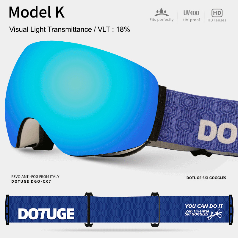 Magnetic Ski Goggles with HD Anti-Fog Spherical Lens, UV400 Protection for Snow Sports, Compatible with Eyewear, Ideal for Skiing and Mountain Climbing (B)