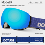 Magnetic Ski Goggles with HD Anti-Fog Spherical Lens, UV400 Protection for Snow Sports, Compatible with Eyewear, Ideal for Skiing and Mountain Climbing (C)