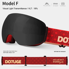Magnetic Ski Goggles with HD Anti-Fog Spherical Lens, UV400 Protection for Snow Sports, Compatible with Eyewear, Ideal for Skiing and Mountain Climbing (D)