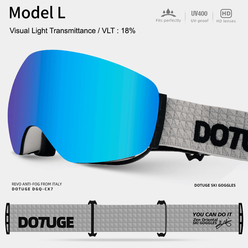 Magnetic Ski Goggles with HD Anti-Fog Spherical Lens, UV400 Protection for Snow Sports, Compatible with Eyewear, Ideal for Skiing and Mountain Climbing (D)