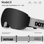 Magnetic Ski Goggles with HD Anti-Fog Spherical Lens, UV400 Protection for Snow Sports, Compatible with Eyewear, Ideal for Skiing and Mountain Climbing (E)