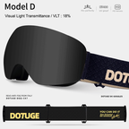 Magnetic Ski Goggles with HD Anti-Fog Spherical Lens, UV400 Protection for Snow Sports, Compatible with Eyewear, Ideal for Skiing and Mountain Climbing (G)