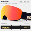 Magnetic Ski Goggles with HD Anti-Fog Spherical Lens, UV400 Protection for Snow Sports, Compatible with Eyewear, Ideal for Skiing and Mountain Climbing (H)
