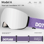 Magnetic Ski Goggles with HD Anti-Fog Spherical Lens, UV400 Protection for Snow Sports, Compatible with Eyewear, Ideal for Skiing and Mountain Climbing (H)