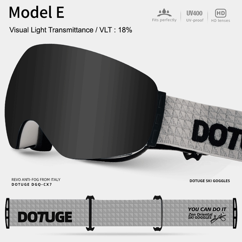 Magnetic Ski Goggles with HD Anti-Fog Spherical Lens, UV400 Protection for Snow Sports, Compatible with Eyewear, Ideal for Skiing and Mountain Climbing (H)