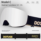 Magnetic Ski Goggles with HD Anti-Fog Spherical Lens, UV400 Protection for Snow Sports, Compatible with Eyewear, Ideal for Skiing and Mountain Climbing (K)